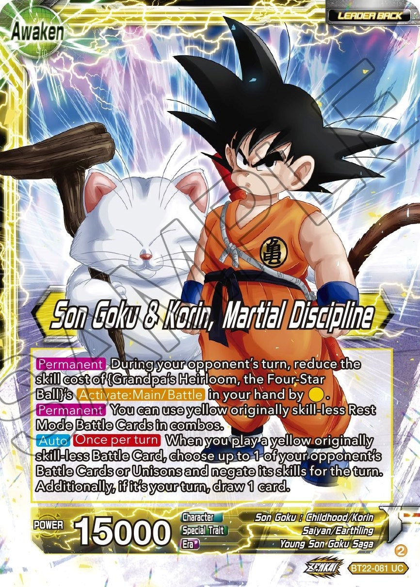 Son Goku // Son Goku & Korin, Martial Discipline (BT22-081) [Critical Blow]