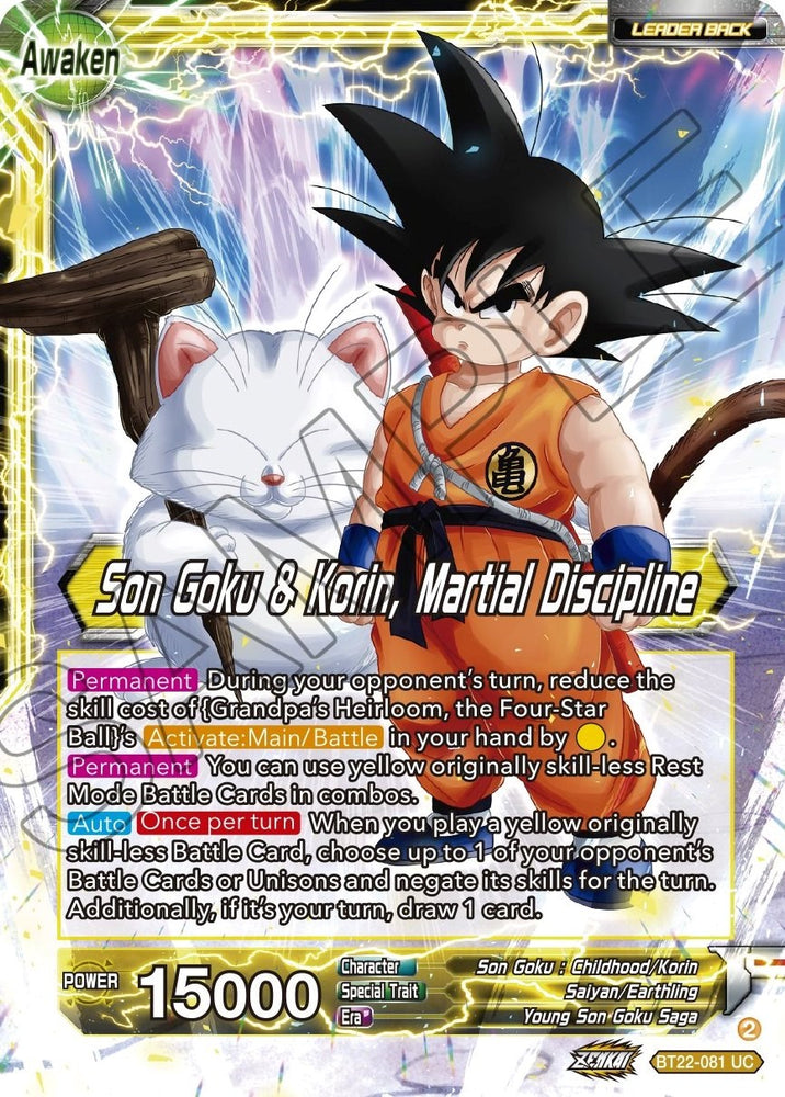 Son Goku // Son Goku & Korin, Martial Discipline (BT22-081) [Critical Blow]