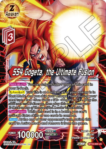 SS4 Gogeta, the Ultimate Fusion (BT18-003) [Dawn of the Z-Legends]