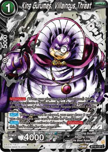 King Gurumes, Villainous Threat (BT19-137) [Fighter's Ambition]