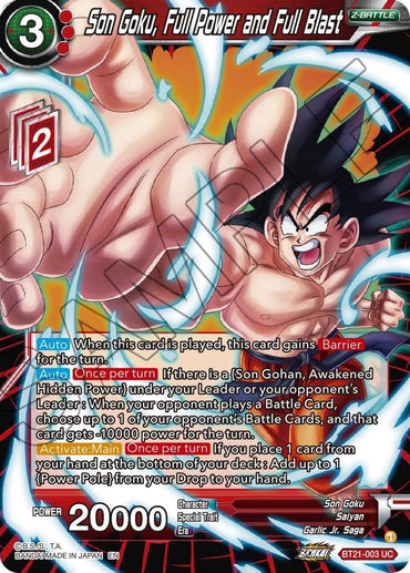 Son Goku, Full Power and Full Blast (BT21-003) [Wild Resurgence]