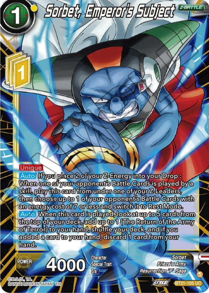 Sorbet, Emperor's Subject (BT21-105) [Wild Resurgence]