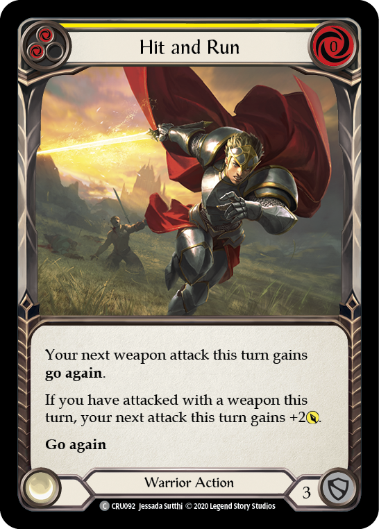 Hit and Run (Yellow) [CRU092] (Crucible of War)  1st Edition Rainbow Foil