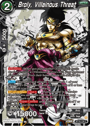 Broly, Villainous Threat (BT19-139) [Fighter's Ambition]